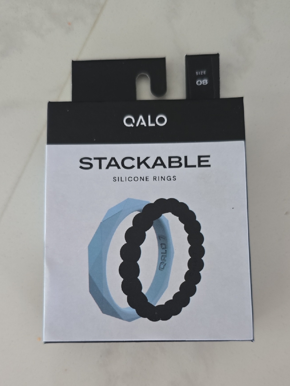 Silicone Light Blue and Black Stackable Ring Set